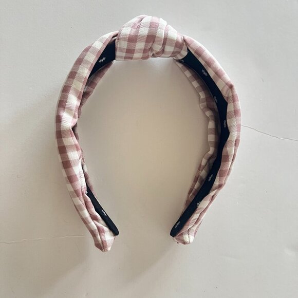 Lele Sadoughi Gingham Knotted Headband Lavender White MINT - Picture 2 of 9